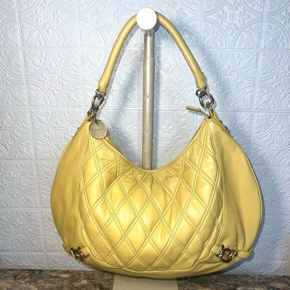 Charles David Yellow Quilted Leather Hobo Bag - Picture 1 of 5